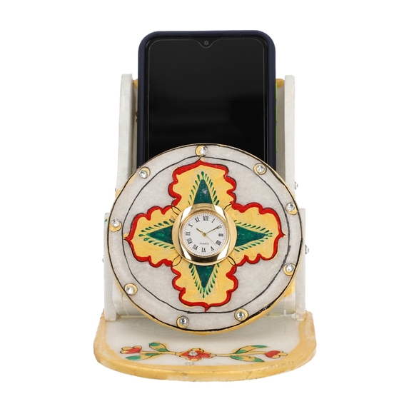 Marble Clock Phone Holder - Yellow and Green - Picture 2 of 8